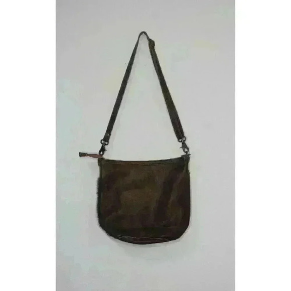 Myra Bag Western Cowgirl On Hide Leather Medium Brown Satchel Crossbody Purse - Picture 5 of 15